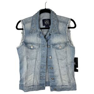 Rock & Republic Gunshow Studded Acid Wash Vest Women's Size Small NEW with Tags